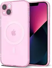 for iPhone 13 Mini Case Clear Compatible with Magsafe Silicone, Transparent Thin Magnetic Mag Safe Case Cute, Girly Aesthetic Trendy Slim Hard Rubber Camera Cover Protection, Light Pink