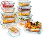 12 Pack Airtight Glass Food Storage Containers with Lids, Meal Prep & Lunch Box