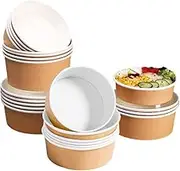 Take Away Kraft Paper Salad Bowl Food Grade Takeout Tableware Food Bowl with Lid - Durable, Leak-Proof Food Container