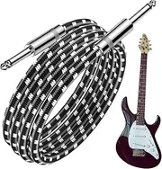 Guitar Cable | 10 Ft Audio Instrument Cable - Long Shielded Wire, Straight Connector for Electric Bass Keyboard Pro Audio Amplifier