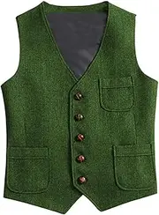 [HEYDHSDC] Men'S Business Silver Vest Jacket Slim Fit Prom Wool Blazer Double Breasted Waistcoat For Party Wedding En8 S