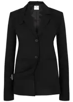 Courrèges Buckle-embellished Stretch-wool Blazer - Black - 36 (UK8 / S) 36 (UK8 / S)