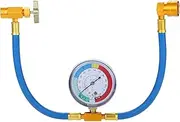 R134A AC Refrigerant Charging Hose Kit, R134a Canister with Pressure Gauge R134a Charging Hose with Quick Connector for Car AC Air Conditioner Refrigerant Blue