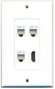 3 Port Phone RJ11-12 HD Wall Plate DecorZ White