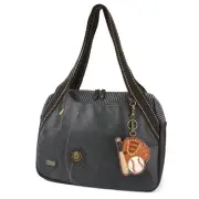 New Chala Bowling Zip Tote shoulder Large Bag BLACK Coin Purse BASEBALL Vegan