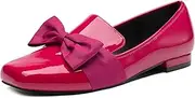 [NEWBELLA] Women Square Toe Flat Loafers with Wide Last Daily, Large Size Dressy Shoe Slip On Flats Shoes