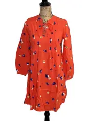Women's Old Navy Peasant Boho Shirt Dress Orange Floral Size Medium (2809)