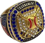 Discount Sports Rings Home Plate Blue Stone Championship Ring, Premium Softball Baseball Ring/Player/Team Awards/Tournament Rings 1-8, Non-Precious Metal, Quartzite