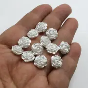200 pcs Pure White Acrylic Pearl FlatBack Rose Flower Cabochons 0.5" Scrapbook