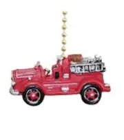 Vintage Fire Truck Fireman Ladder Firefighter Fan Pull