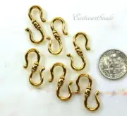 S Hook Clasps, TierraCast, Antiqued Gold Plated Pewter, 6 Pieces, 4726