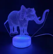 Elephant Trunk Up 3D Night Light Multi Color Changing Illusion Lamp Best Gift