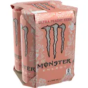 Monster Energy Drink Ultra Peachy Keen Cans 500mL x 4 pack