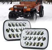 OPP ULITE 5x7 Led Headlight 80W Rectangle H6054 LED Headlights Hi/Low Sealed Beam H4 9003 Plug 7x6 Headlamp for Van Wrangler YJ XJ Cherokee Truck Van, 2PC Pack