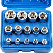 Star E Torx Socket Set 14pcs Female 3/8 1/2 1/4 drive E4 - E20 External Torque Socket Tool Kit