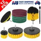 12PCS Cordless Drill Brush Attachments Cleaner Grout Power Scrubber Toilet Tool