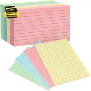 Colored Index Cards 4X6, Ruled Flashcards 100Pcs, 4 Color Notecards for Studyin
