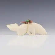 NATIVE AMERICAN ZUNI FISH ROCK WOLF FETISH BY EVALENA BOONE