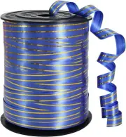 TONIFUL Curling Ribbon-Blue Gold Rimmed Balloon Blue