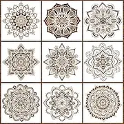 9-Piece Mandala Stencil Set - Reusable Mandala Painting Templates for DIY Wall, Tile, Furniture, Canva, Outdoor & Indoor Decoration