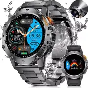 Smart Watch for Men with Bluetooth Calls/Led Flashlight 1.43" AMOLED Military Sm