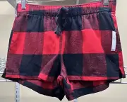 Old Navy Woman’s Black & Red Buffalo Plaid Flannel PJ Shorts Size X-Small New