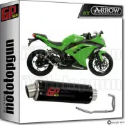 FULL SILENCER GP GUN by ARROW STEEL BLACK KAWASAKI NINJA 250 2013 13 2014 14
