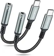 QimKero USB C Headphone Adapter Digital Audio, USB C to 3.5mm Audio Headphone Jack Adapter, Type C to 3.5mm for Samsung Galaxy S23 S23+ S22 S21 S20 Ultra Note 20 10, iPad Pro - 2 Pack