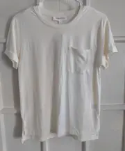 Women's T-shirt Pink Rose Short Sleeve Plain Tee Ivory Size Small NWT