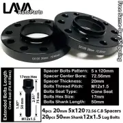 4PC 20MM THICK 5X120 72.56MM C.B WHEEL SPACER + 50MM 12X1.5 BOLT FIT BMW MODEL (for: BMW)