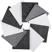 Craftido -25 Options- 100% Cotton Quilting Fabric Bundles 10pcs Fat Quarters 46x53cm (18”x21”)-Medium Weight 5.2 oz- for Quilting, Sewing Project, Patchwork, DIY Crafts – Monochrome