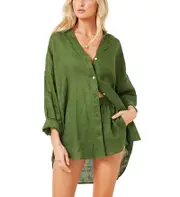 L*Space Rio Button Front Linen Cover Up Tunic