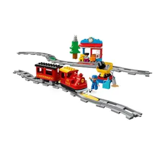 【LEGO 樂高】得寶系列 10874 蒸汽列車(火車積木 幼兒玩具 DIY積木 男孩玩具 女孩玩具)