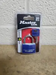 Master Lock Padlock 142DCM Blue Wide Covered Solid Body 1-9/16 in.