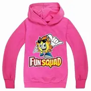 Kids Boys Girls Fun Squad Gaming Print Casual Hoodie Pullover Jumper Hooded Sweatshirt Tops -NMAOV Rose Red 11-12Years