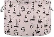 Yoogain Sea Lighthouse Achor Peach storage basket foldable and waterproof clothes storage basket with sturdy handle Hamper Decorations Decorations for blanket desk garage
