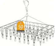 Hormes Stainless Steel Clothes Drying Rack with 50 Pegs, Underwear Dryer Hanger with Windproof Hook, for Drying Socks, Bras, Lingerie, Towels & Scarves, Laundry Accessories for Outdoor & Indoor Use