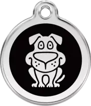 Red Dingo Enamel Dog Tag - Black - Lifetime Guarantee - Cat, Dog, Pet ID Tag Eng