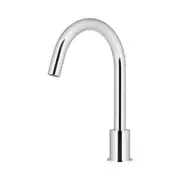 MEIR Round Brass Basin Bath Spout - Swivel Gooseneck - Hob Mounted - Chrome