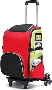 Portable First Aid Backpack Empty, Large Capacity Medical Supplies Bag with Wheels and Inner Dividers, First Responder Trauma Bag for Outdoor Hiking, Backpacking, Camping, Traveling(Small)