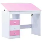 NNEVL Children Drawing Study Desk Tiltable Pink and White