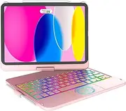 CC Store Touchpad Keyboard Case for iPad 10th Generation 10.9" 2022, Multi-Touch & Backlit Keys, 360° Rotatable & Pencil Holder, Case with Backlit Trackpad Keyboard for iPad 10th Gen (Rose Gold)