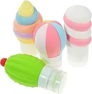 PRETYZOOM 4Pcs Cute Silicone Sauce Squeeze Bottles Refillable Condiment Containers for Salad Dressing Mustard Ketchup Leak Design for Lunch Boxes