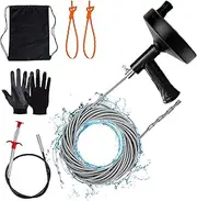 Ginbel Direct Drain Auger 33 Ft, Plumbing Snake Hair Clog Remover Drain Snake Flexible Grabber Heavy Duty Sink Cleaner Tools for Shower Bathtub Bathroom Kitchen Pipe