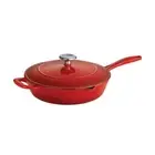 Tramontina Skillet 10.81" Rustic Round Cast Iron Oven Safe Gradated Red w/Lid