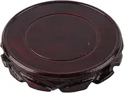 Respicefinem Round Wooden Base Multifunctional Retro Carving Elegant Wooden Display Stand For Home Decoration Giftinner Diameter 13 Height 2. Cm (Marasmu 2)