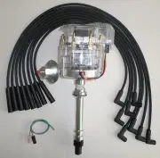 CHEVY 396 454 BIG BLOCK CLEAR Cap HEI Distributor + BLACK 180 DEGREE PLUG WIRES