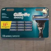 Gillette Mach 3 Razor Blade 12 Refill Cartridge Package Brand New Sealed
