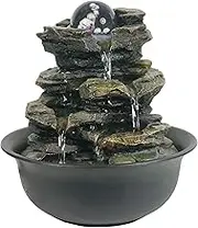 Creative Touch Heart of Nature Indoor Water Fountain with LED Light AND Colour Changing Spinning Ball | 3 Pin UK Plug USB Included Gold