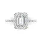 1.85 Emerald Lab created Sapphire Promise Bridal Wedding Ring 14k White Gold